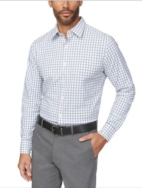 Bonobos Button Down Tech Shirt Slim Fit Long Sleeve Plaid Blue White XL